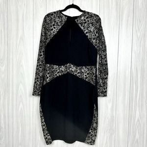 Venus Dress Large Black and Gold with Lace Accents